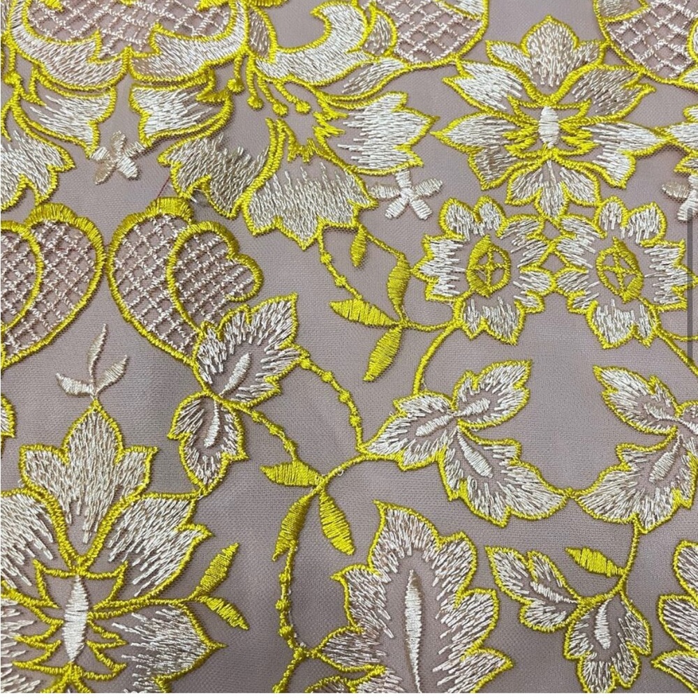 Elegant Gold Yellow Lace Floral Women's Formal Dress / Mardi Gras Ball - Picture 8 of 10